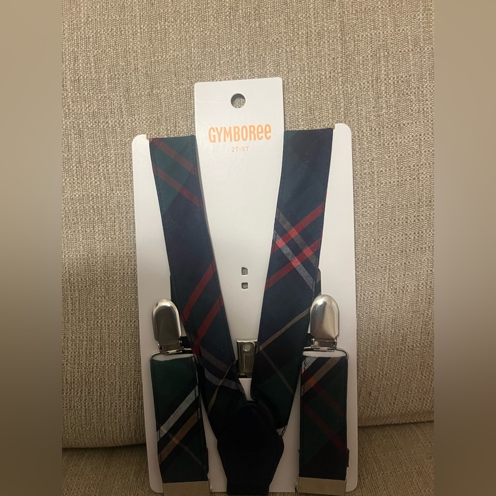 NWT GYMBOREE Suspenders Green and Blue Plaid 2T-5T